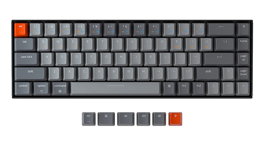 Keychron K6 hot swappable compact 65 percent wireless mechanical keyboard for Mac Windows iOS Gateron switch with type C RGB white-backlight