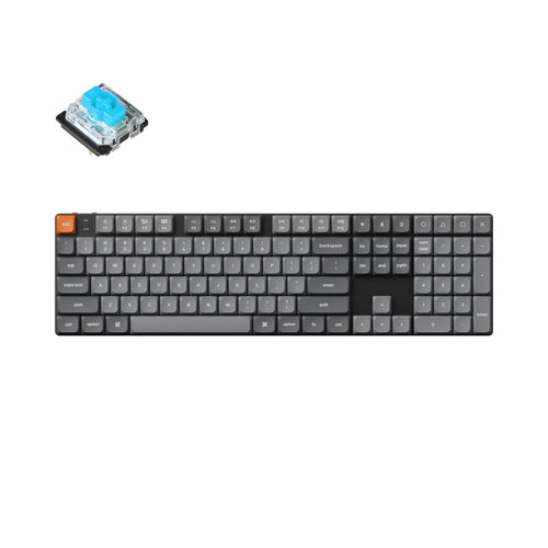 Keychron K5 Max QMK VIA ultra slim custom mechanical keyboard 100 percent full size layout for Mac Windows Linux low profile Gateron blue