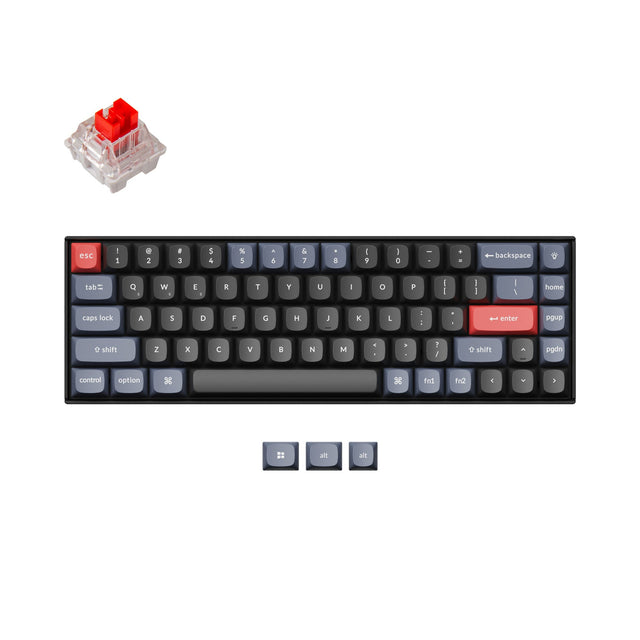 Keychron K6 Pro QMK/VIA Wireless Custom Mechanical Keyboard with 65% layout for Mac Windows Linux hot-swappable with MX switch RGB backlight with Keychron K Pro switch red