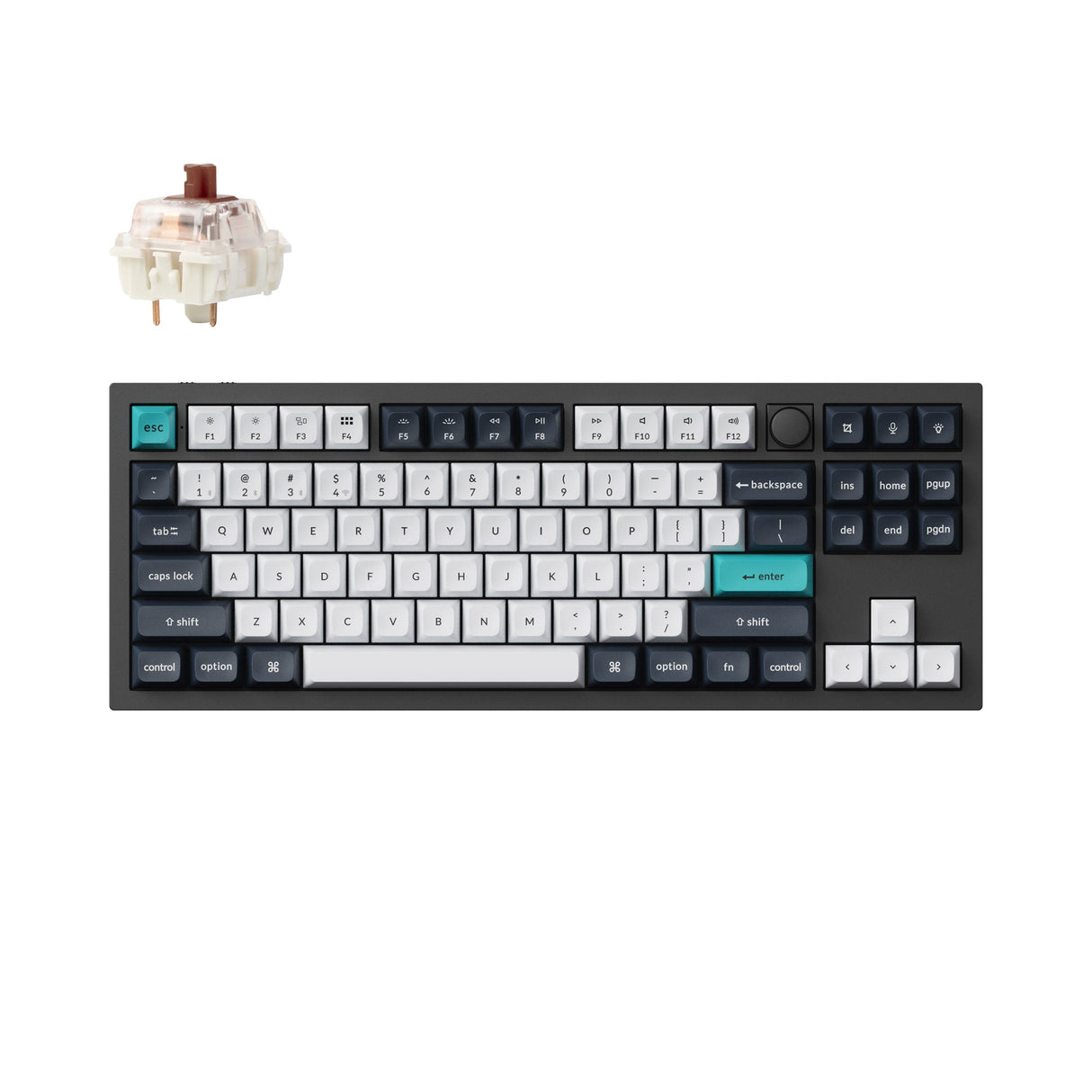 Keychron Q3 Max QMK VIA Wireless Custom Mechanical Keyboard 80% Layout Aluminum Black Fully Assembled Knob for Mac Windows Linux Gateron Jupiter Brown