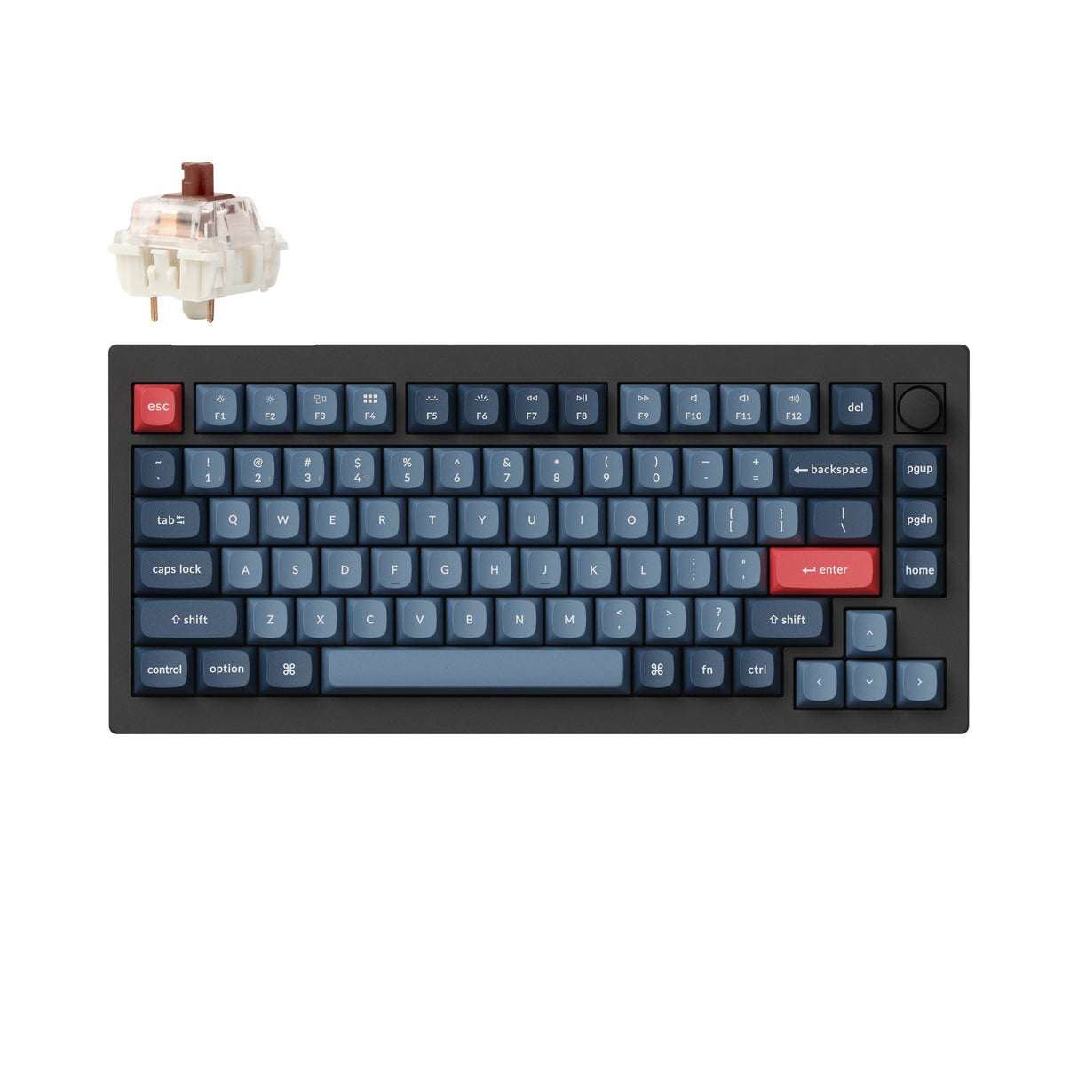 Keychron V1 Max QMK/VIA Wireless Custom Mechanical Keyboard 75% Layout Fully Assembled Knob for Mac Windows Linux Gateron Jupiter Brown