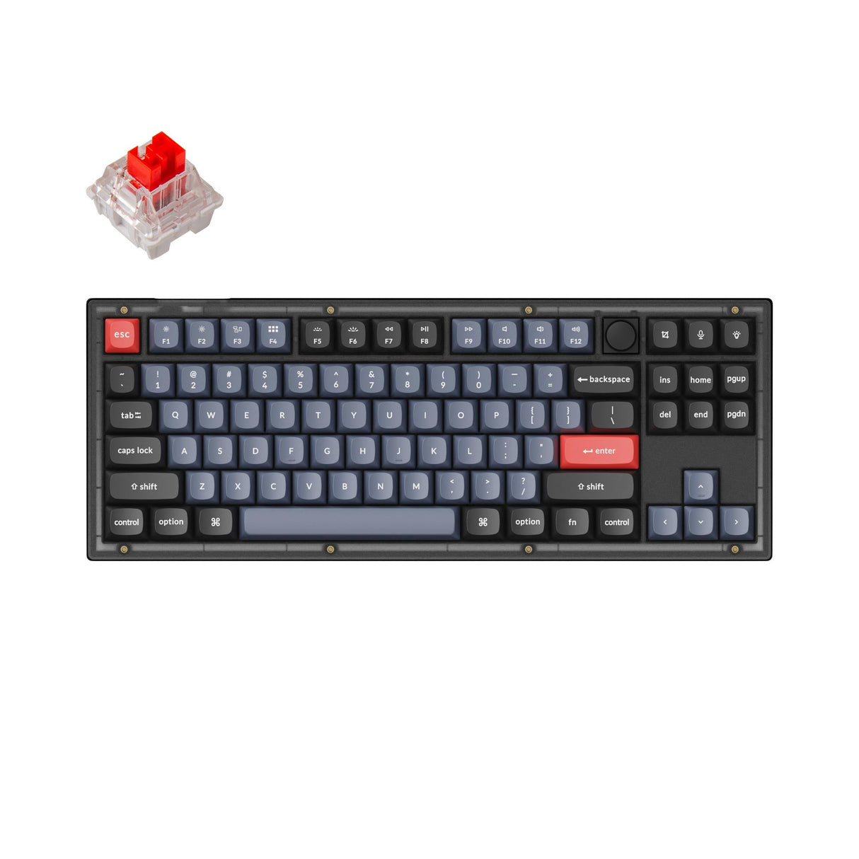 Keychron V3 Custom Mechanical Keyboard knob frosted black QMK/VIA tenkeyless hot-swappable Keychron K Pro switch red